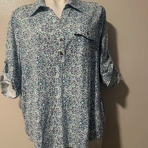 Elegant Blue and White Blouse